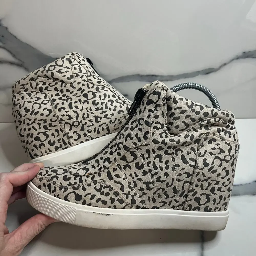 Coconuts by Matisse Women's Cheetah Print Wedge Sneaker Long Live Boot Sz 8